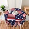 4th of July Patriotic Round Tablecloth 60 Inch Red White and Blue Stars Stripes American Flag Decorative Table Cloth Farmhouse for Holiday Party Dining Table Kitchen Decor